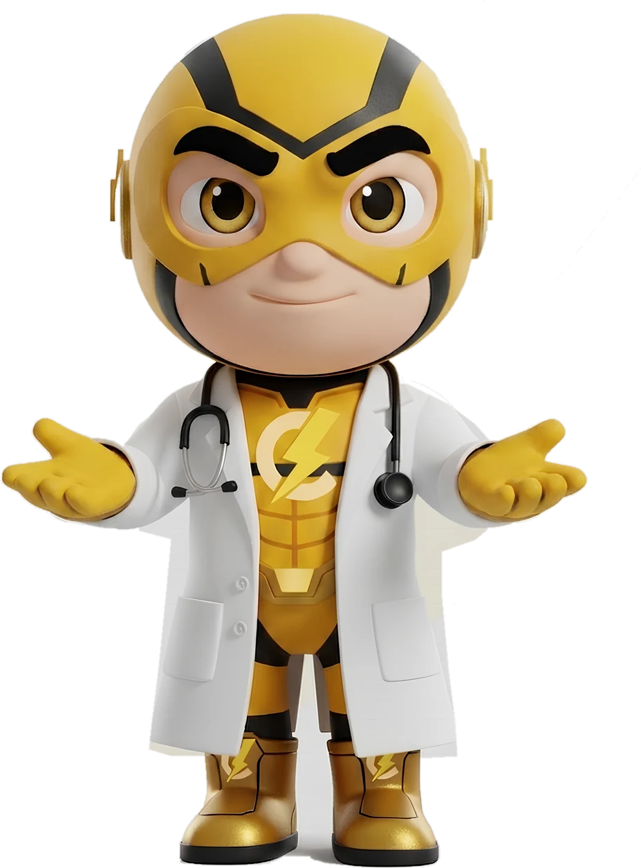 Doutor Cardnet, mascote da Cardnet de jaleco